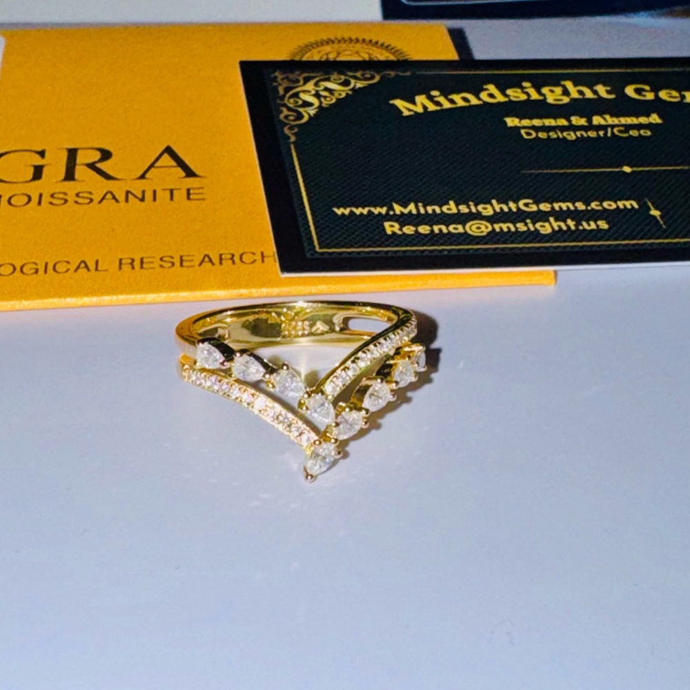 14k Yellow Gold Vermeil VVS GRA CERTIFIED ring, Size 9, 100% Pass Diamond tester - Picture 8 of 8